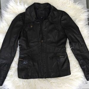 Banana Republic Black Leather Bomber Jacket